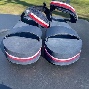 Tommy Hilfiger Navy Sandal Platform with Red & White Stripe